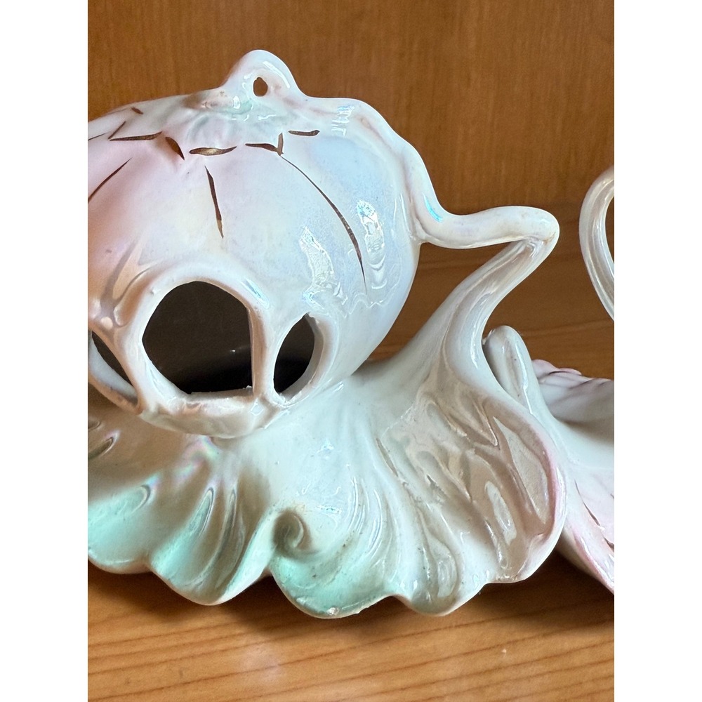 Vintage Capodimonte Porcelain Swan Pumpkin Carriage Figurine Pearlescent Trim - Picture 5 of 15
